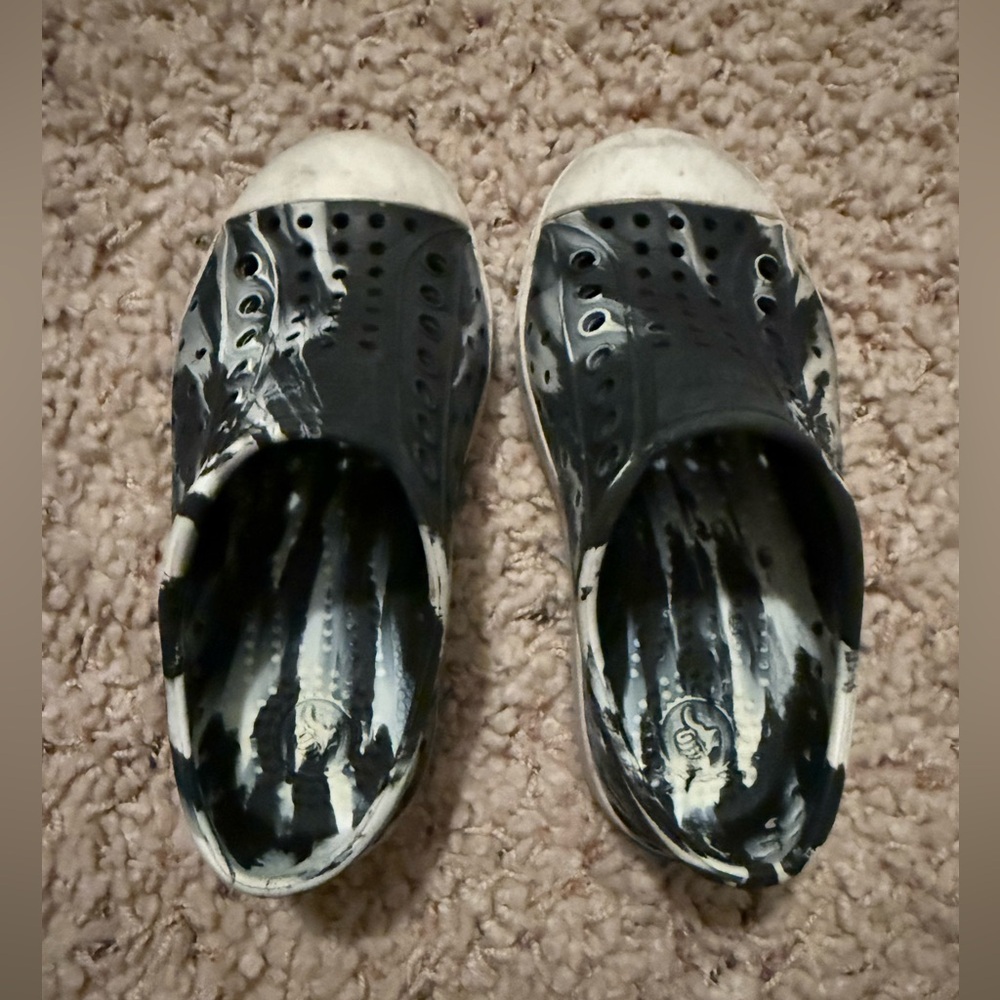Native Black and White Slip-On Shoes